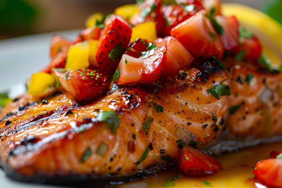 Recipe: Grilled Salmon with Strawberry Ginger Salsa–Issue 03