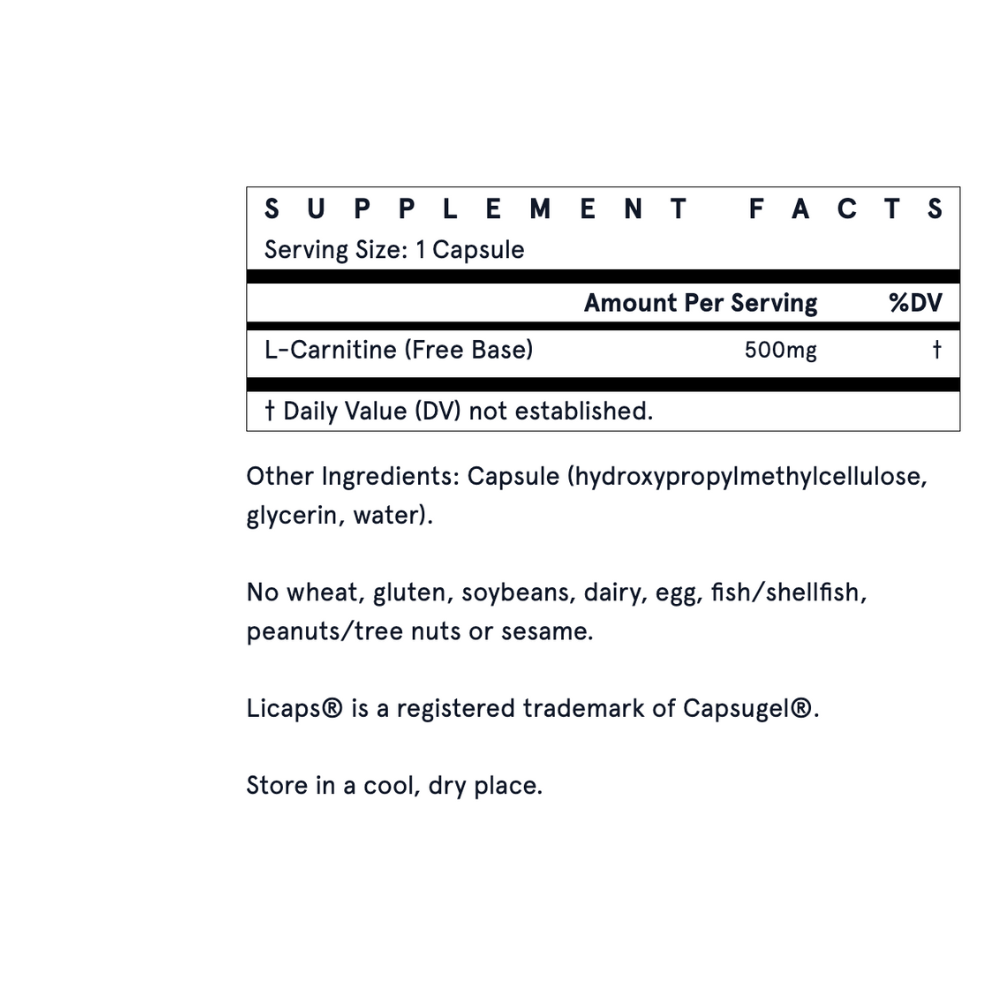 L-Carnitine - 500mg Veggie Licaps