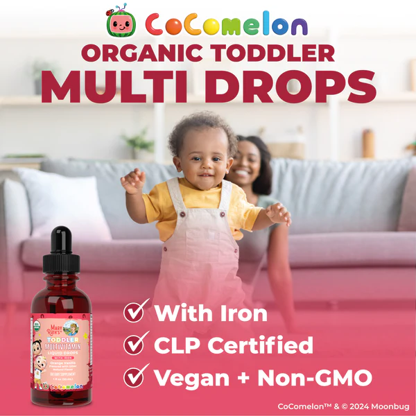 CoComelon Organic Toddler Multivitamin with Iron Liquid Drops - Mary Ruths Organics