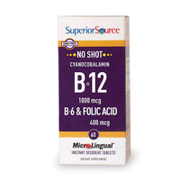 Thumbnail for NO SHOT B-12 1,000 mcg (as Cyanocobalamin) / B-6 / Folic Acid 400 mcg