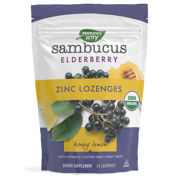 Sambucus Elderberry Zinc Lozenges Honey Lemon - My Village Green