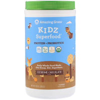 Thumbnail for Kidz Superfood Protein + Probiotics Drink Mix Powder Extreme Chocolate - Amazing Grass
