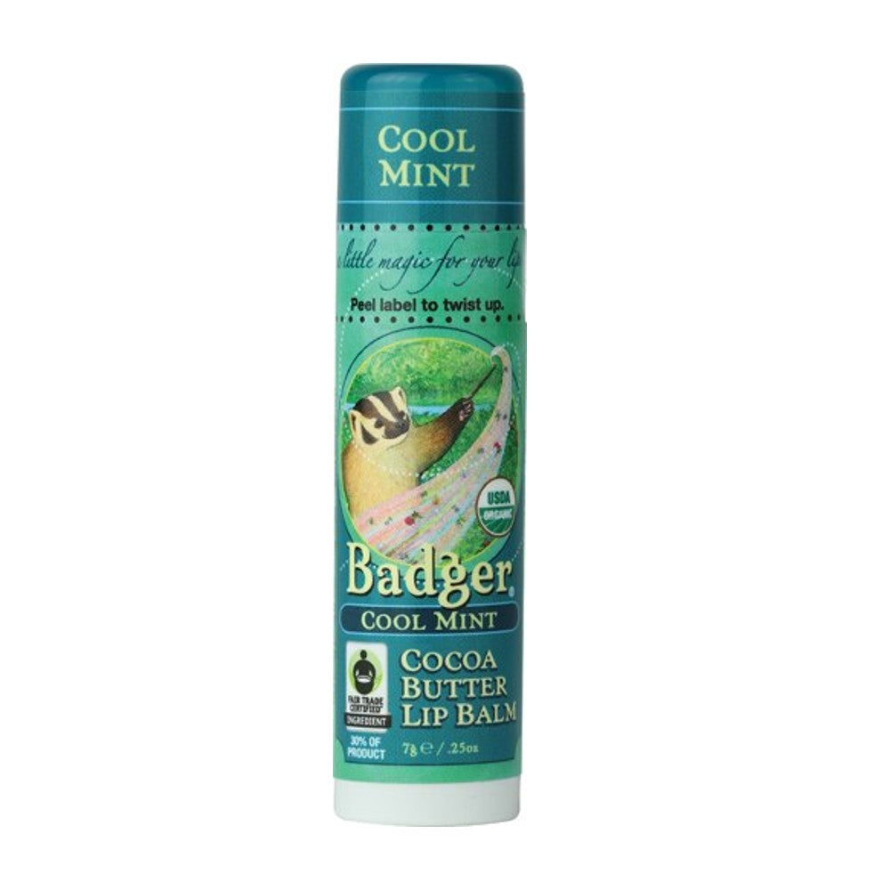 Cocoa Butter Lip Balm, Cool Mint - Badger