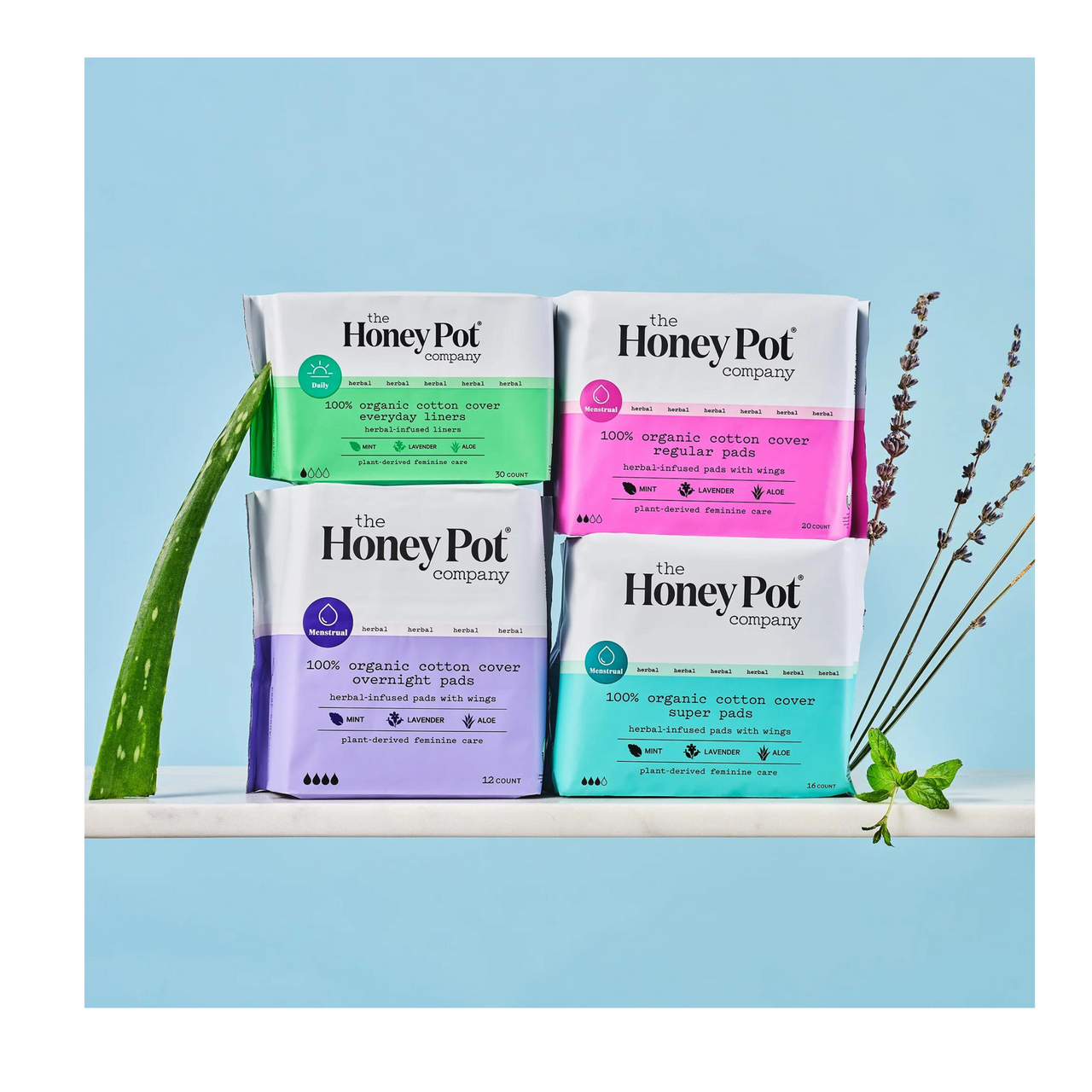 Organic Cotton Cover Overnight Pads with Wings