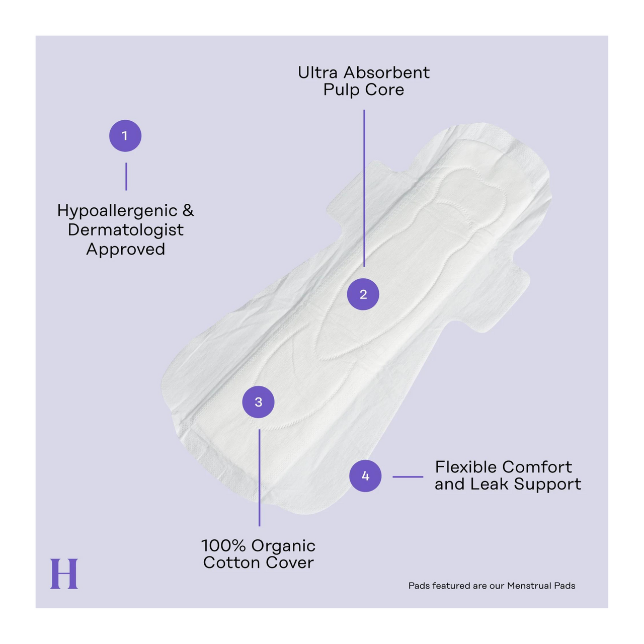 Organic Cotton Cover Overnight Pads with Wings