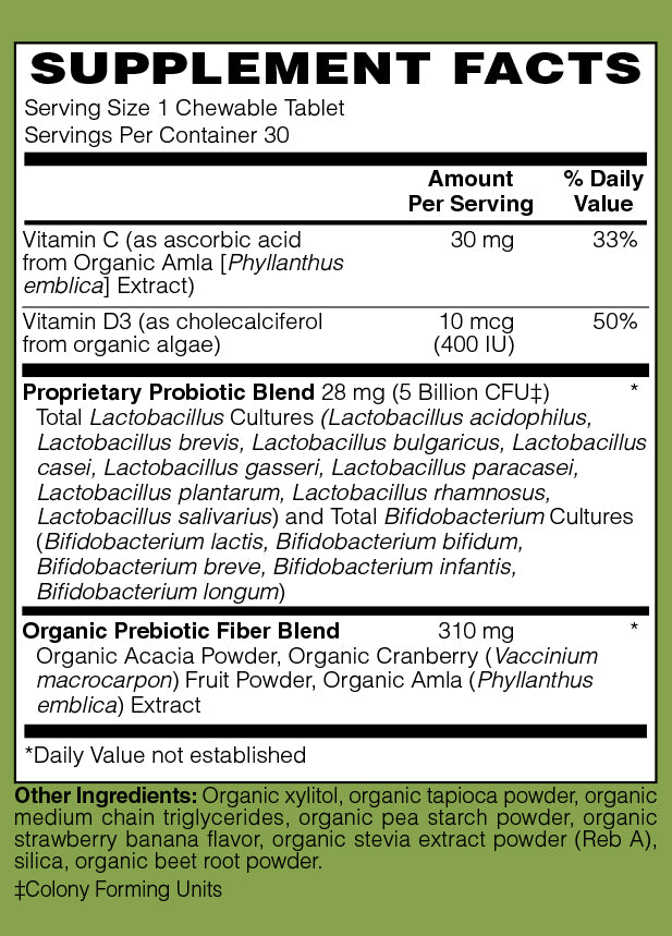 Organic Kids Comfort 5 Billion Probiotic plus Vitamins C & D