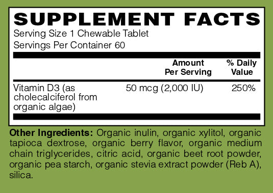 Certified Organic Whole Food Vegan D-3 Chewable